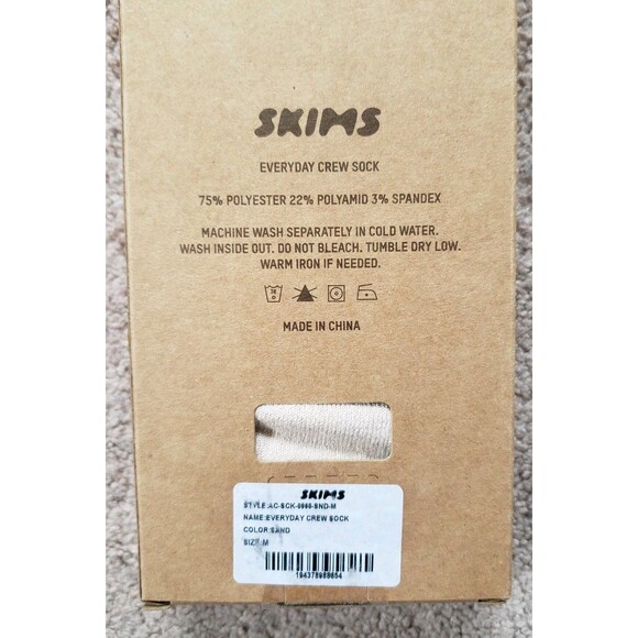 Skims Lot Of 5 Everyday Crew Sock Breathable Stretch Color Sand Medium - Picture 3 of 3